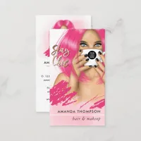 Pink Hair Coffee Woman Business Card