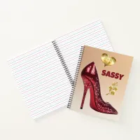 Red & Gold on Brown High Heel Shoe | Notebook