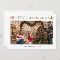 Simple 2 Photo Colorful Merry Christmas Holiday Card