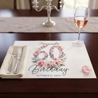 Pink Watercolor Floral 60th Birthday Placemat