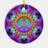 Lavender Dreams Groovy Peace Sign Ornament