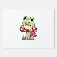 Mushroom Frog Goblincore Mycology Creative Style Sign