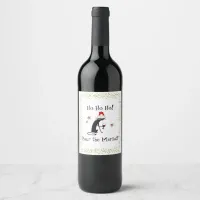 Ho Ho Ho Merlot Funny Cat Christmas Wine Quote Wine Label