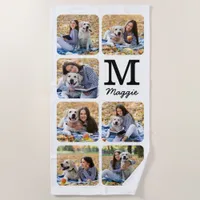 Modern Personalized Pet Photo Collage Dog Lover Beach Towel