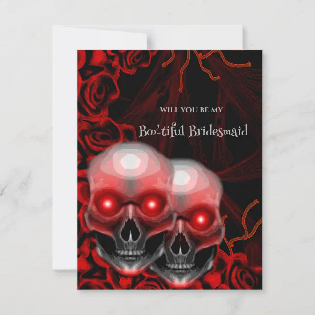 Creepy Skull Halloween Bridesmaid Proposal Card