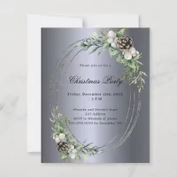 Cone pine silver Christmas Party invitation
