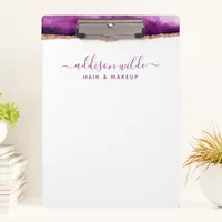 Abstract Purple and Gold Watercolor Business Clipboard