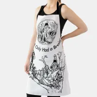 Halloween Line Art Scarecrow No Brain Full Print Apron