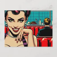 A sexy Vampire dressed in purple the retro diner Postcard