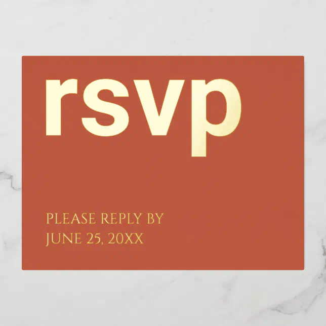 Foil RSVP Terracotta Stylish Meal Choices Postcard