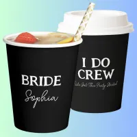 Bride To Be Bachelorette Black Name Paper Cups