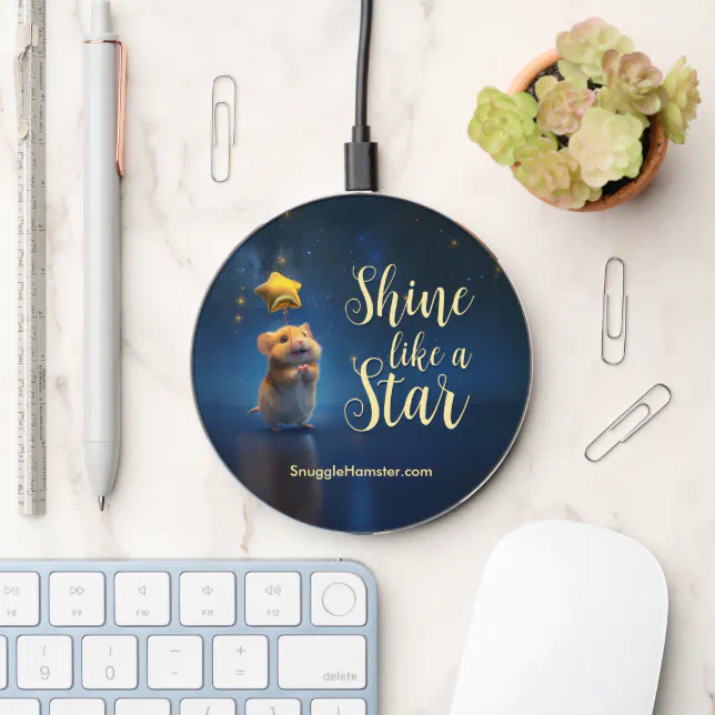 Cute Hamster with text Shine like a Star Wireless Charger