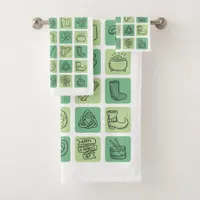 St. Patrick's Hand Drawn Icons ID635 Bath Towel Set
