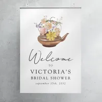 Floral Teapot Bridal Shower Welcome Sign