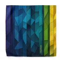 Personalized Geometric Blue and Teal Pattern Bandana