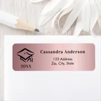 Graduation cap blush pink return address label