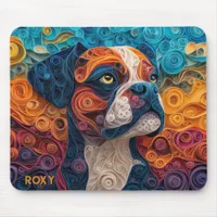 Colorful Boxer Paper Quilling Dog Portrait Mouse Pad