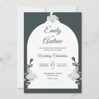 Eucalyptus Frame Elegant Floral Watercolor Wedding Invitation