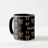 Black leopard bow name mug