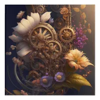 Steampunk Door with Purple Flowers Acrylic Print