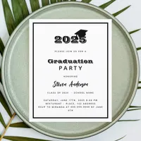 Black white graduation party 2025 invitation