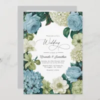 Porcelain Blue, Soft Sage & Ivory Wedding Invitation