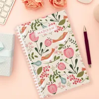 Vintage Floral Birds Botanical Personalized Planner