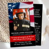 Firefighter Memorial USA Flag Funeral Prayer Card