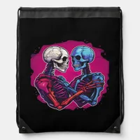 Skeleton Hands Holding Heart Retro Tattoo Style Drawstring Bag