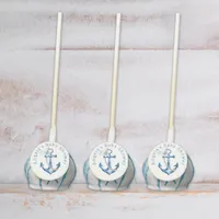 Blue and White Nautical Anchor Baby Shower  Cake Pops