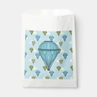 Hot Air Balloons Blue and Green Cloudy Sky Favor Bag