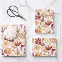 Abstract Botanical Pattern in Warm Autumn Colors Wrapping Paper Sheets