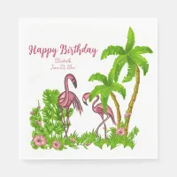 Tropical Flamingos and Flowers Paper Napkin