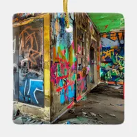 Street Art Abandoned Building Personalized Ceramic Ornament