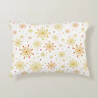 Retro Atomic Mid-Century Mod Red & Gold Starburst Accent Pillow