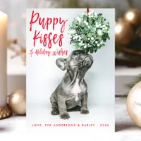 Puppy Kisses And Wishes Cute Pet Dog Photo Holiday Card