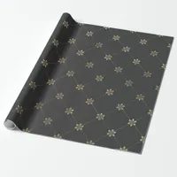 Gray and Gold Vintage Floral Wrapping Paper