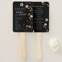 Black Boho Wildflower Wedding Thank You Sticker Hand Fan