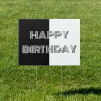 Stylish Black White Happy Birthday Party Outdoor Sign