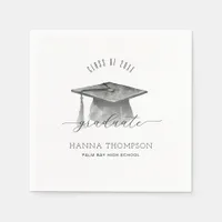 Simple Black and White Graduation Party Napkins