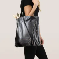 Rock Chick Black Faux Leather Biker Jacket Photo Tote Bag