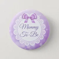 Mommy To Be Baby Shower Purple Lace Button