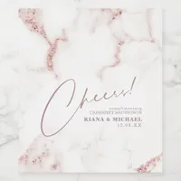 Modern Marble Cheers Dusty Rose Gold ID816 Wine Label