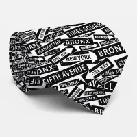 New York Iconic Streets Black and White Patterned Neck Tie