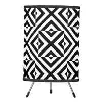 Black and White Striped Op Art Geometric Pattern Tripod Lamp
