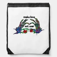 Skeleton Hand Heart Design Drawstring Bag