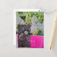 Vintage Lady in Flowers Collage Postcard