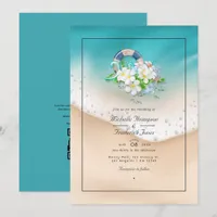 Summer Beach QR Code RSVP Wedding Invitation