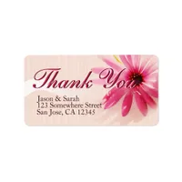 Pink Flower Thank You Address Labels