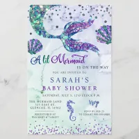 Budget Purple Glitter Mermaid Baby Shower Invite